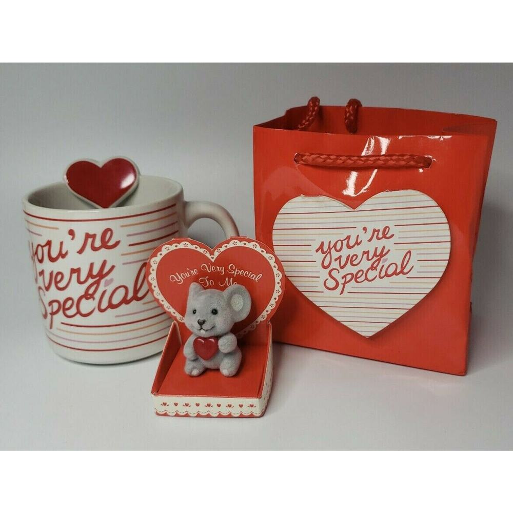 Vtg Russ‎ Berrie Valentines Mouse Coffee Mug Red Heart You're Very Special NOS